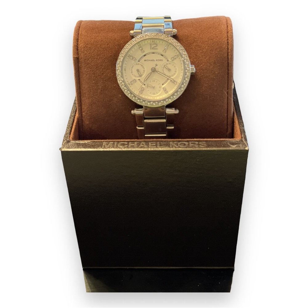 nwt michael kors mini parker silver watch
